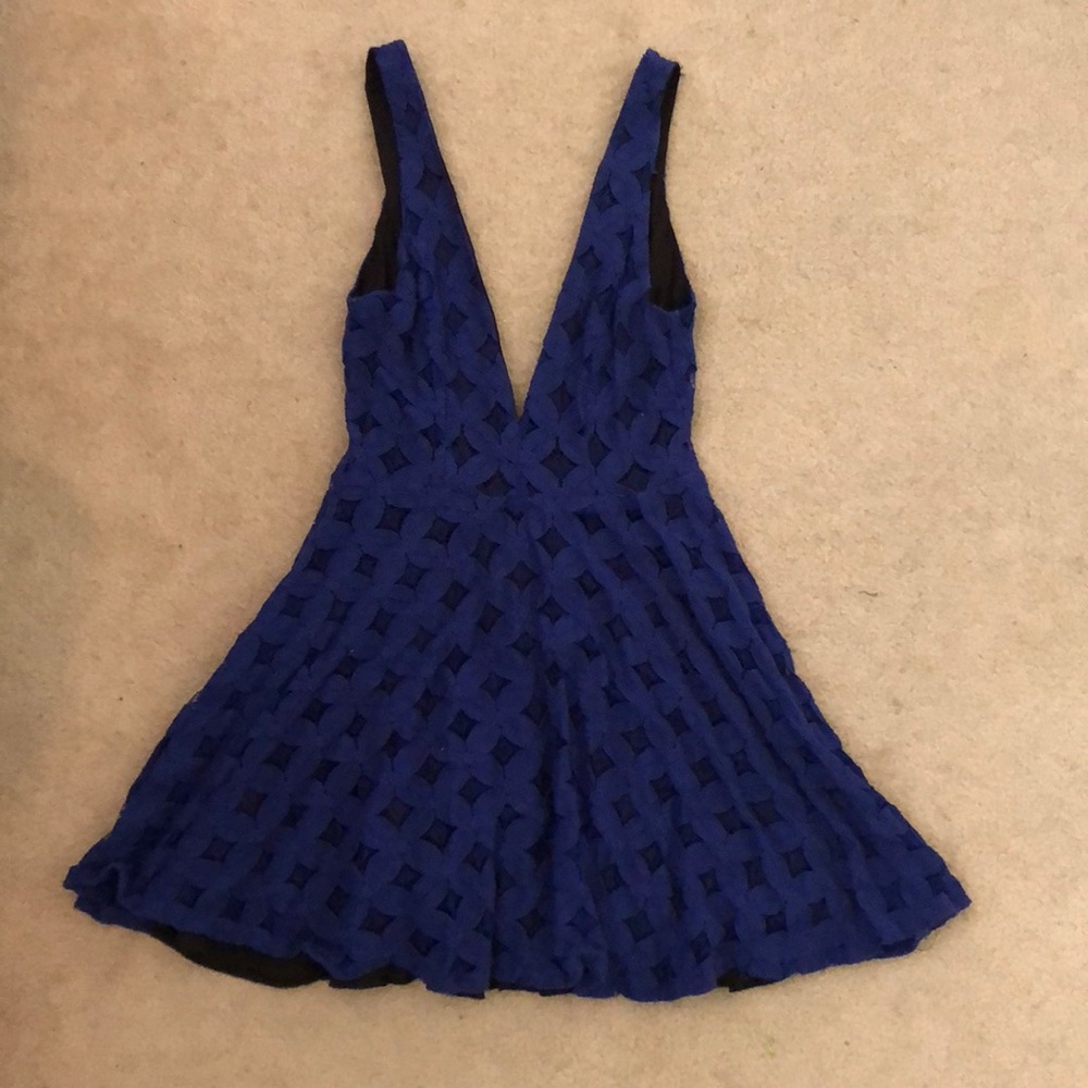 Blue lace mini dress